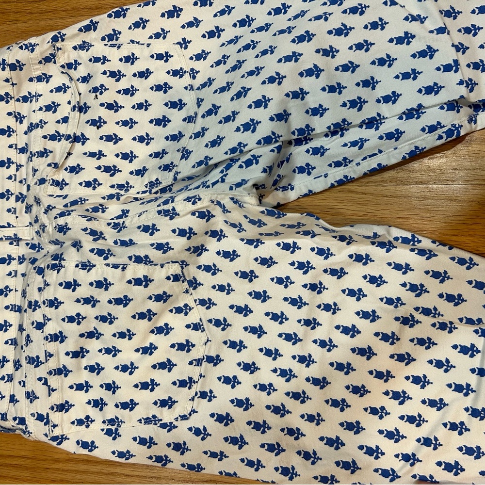 J.Crew toothpick ankle white pants with blue flower pattern - Picture 11 of 13